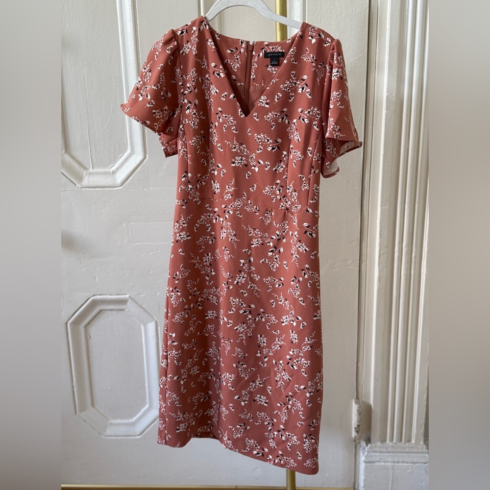 Ann Taylor Terracotta Floral Midi Dress